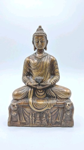 Sitzender buddha bronze figur - bronze,
