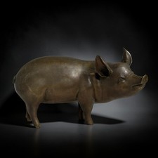 Bronze Skulptur Schwein 29cm