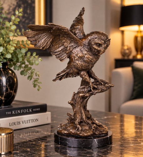 Bronze skulptur eule - bronze,
