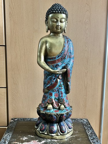 Große cloisonné bronzestatue - große, cloisonné-bronzestatue