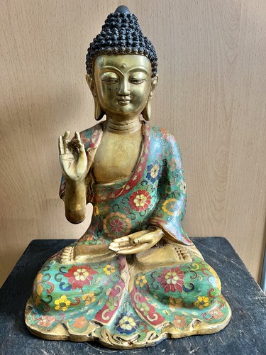 Cloisonné bronze buddha mit - cloisonné-bronze-buddha,