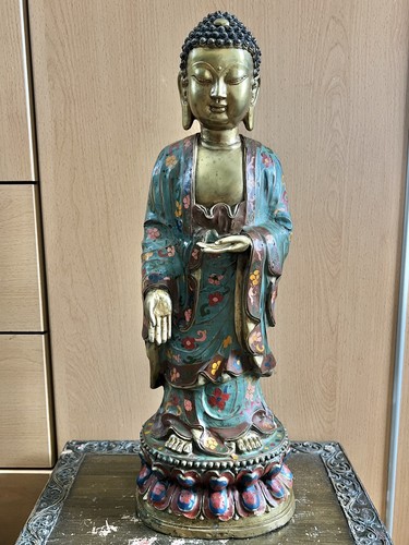 Cloisonné bronze buddha - cloisonné,